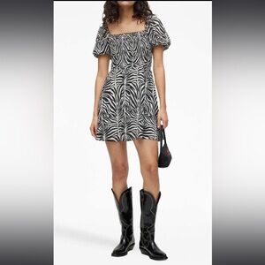 Hugo Kasota Zebra Print Puff-Sleeve Mini Dress ($200 USD)